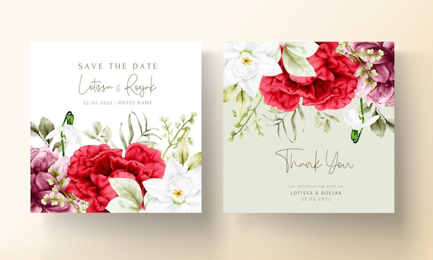 beautiful watercolor blooming peony flower invitation card template