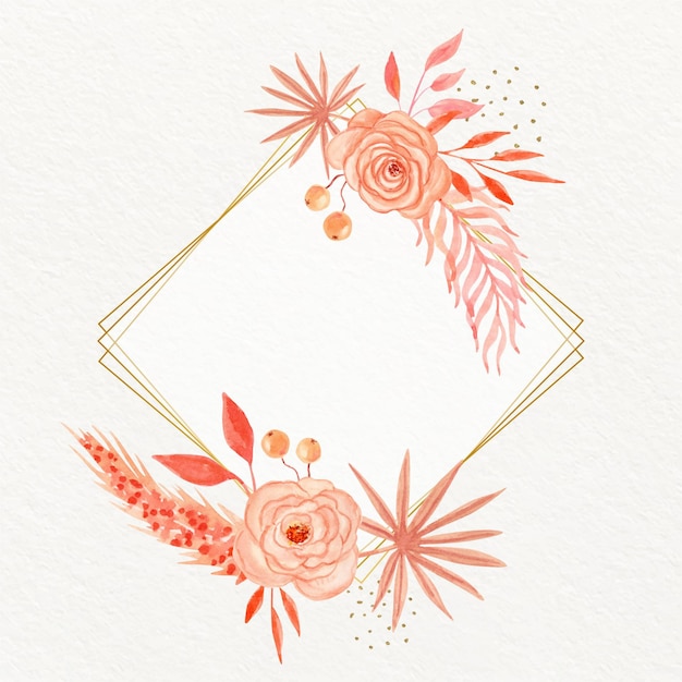 Free vector beautiful watercolor boho frame