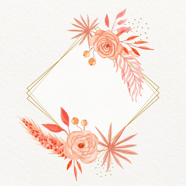 Beautiful watercolor boho frame