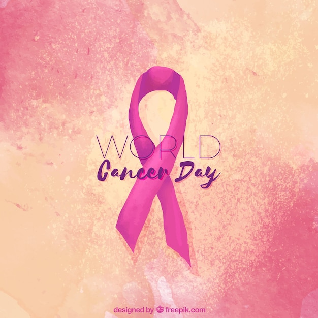 Free Vector beautiful watercolor design for world cancer day