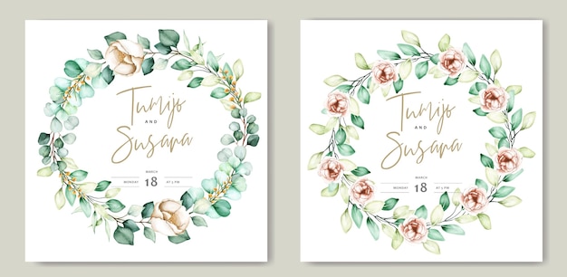 Free Vector beautiful watercolor floral wedding card template