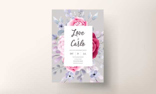 Free Vector beautiful watercolor floral wedding invitation card