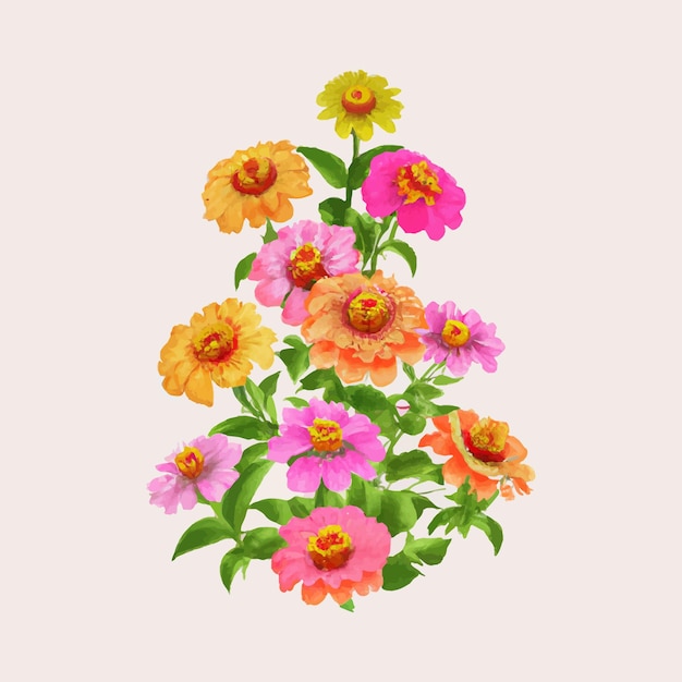 Free Vector beautiful watercolor flower plant illustration