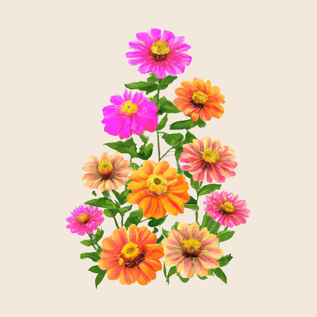 Free Vector beautiful watercolor flower plant illustration