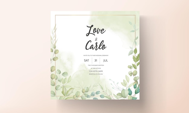 Beautiful wedding card with decorative leaf design