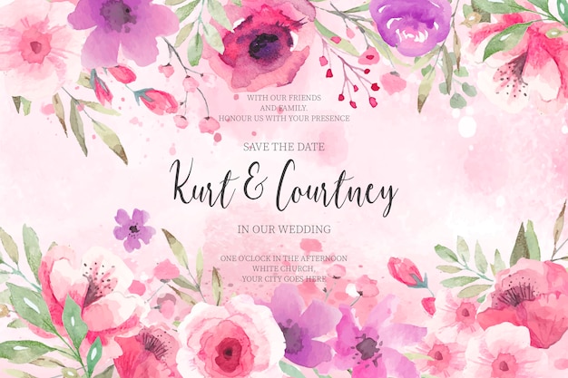 Beautiful Wedding Card with Watercolor Background