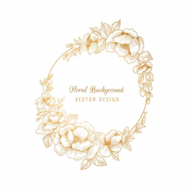 Beautiful wedding circular golden floral frame background