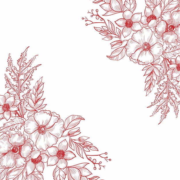 Free Vector beautiful wedding floral sketch background