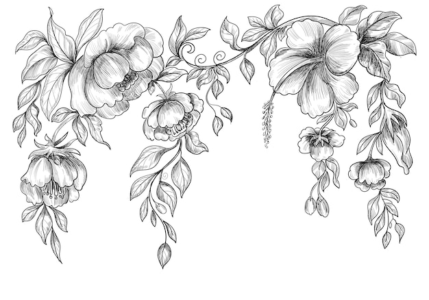 Beautiful wedding floral sketch