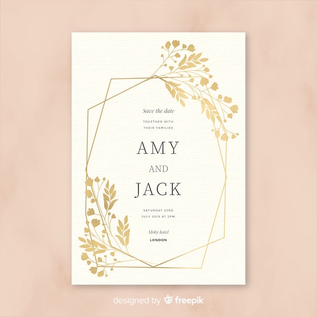 Beautiful wedding invitation template in flat design