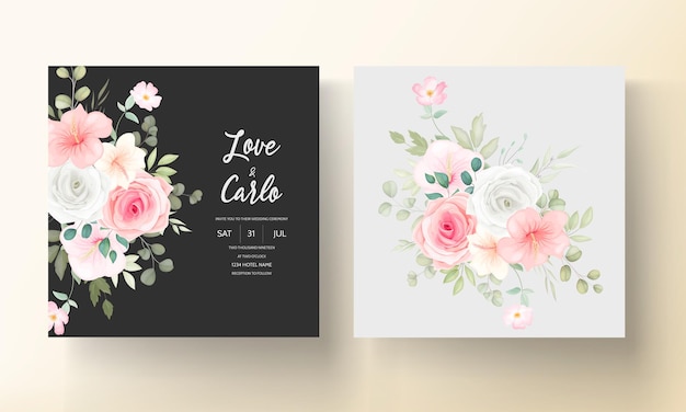 Beautiful wedding invitation with beautiful flowers