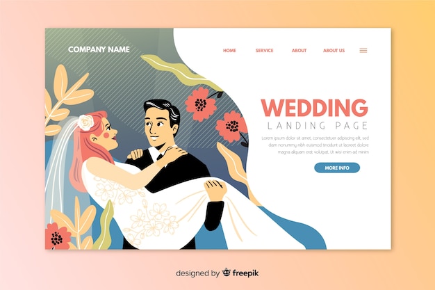 Free Vector beautiful wedding landing page