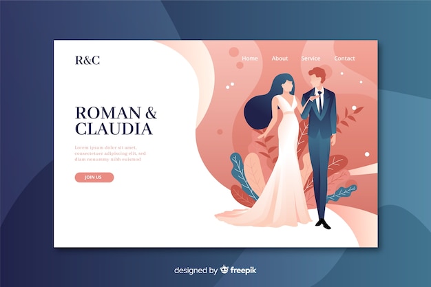 Free Vector beautiful wedding landing page