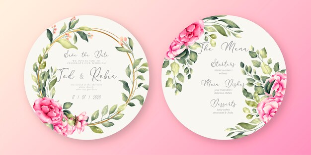 Beautiful Wedding menu and invitation template