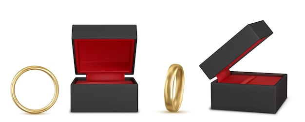 Free Vector beautiful wedding rings realistic illustration  setset