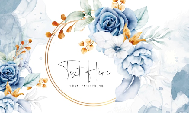 Free vector beautiful white blue and gold floral background template