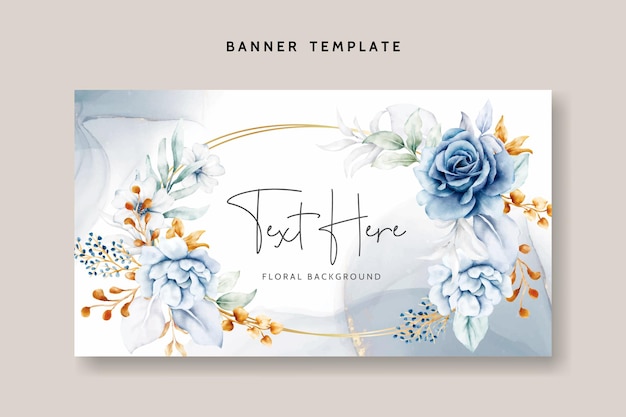 Free vector beautiful white blue and gold floral background template