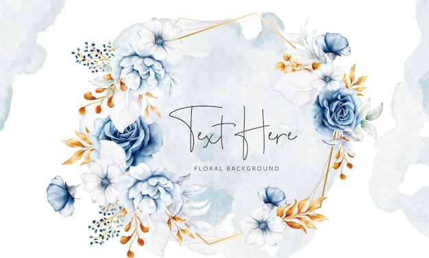 Free vector beautiful white blue and gold floral background template