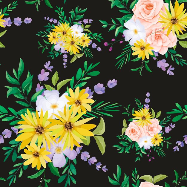 beautiful wild flower seamless pattern design