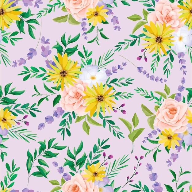 Free Vector beautiful wild flower seamless pattern design