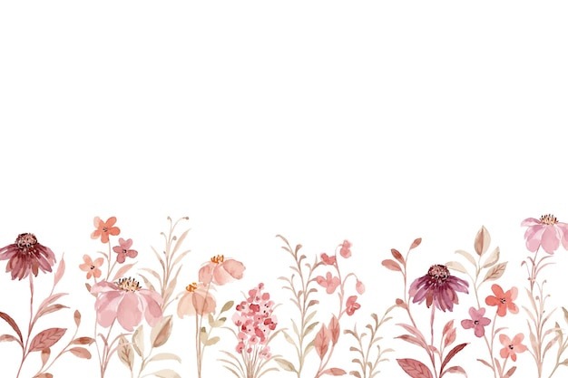 Free Vector beautiful wildflower garden with watercolor