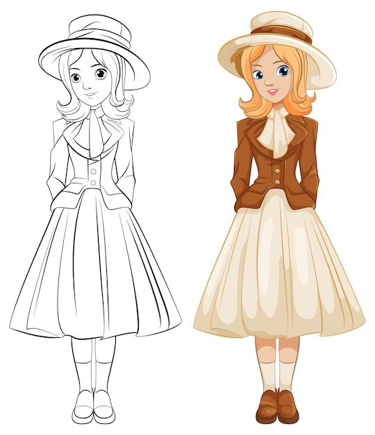 Free Vector beautiful woman in classic victoria outfit