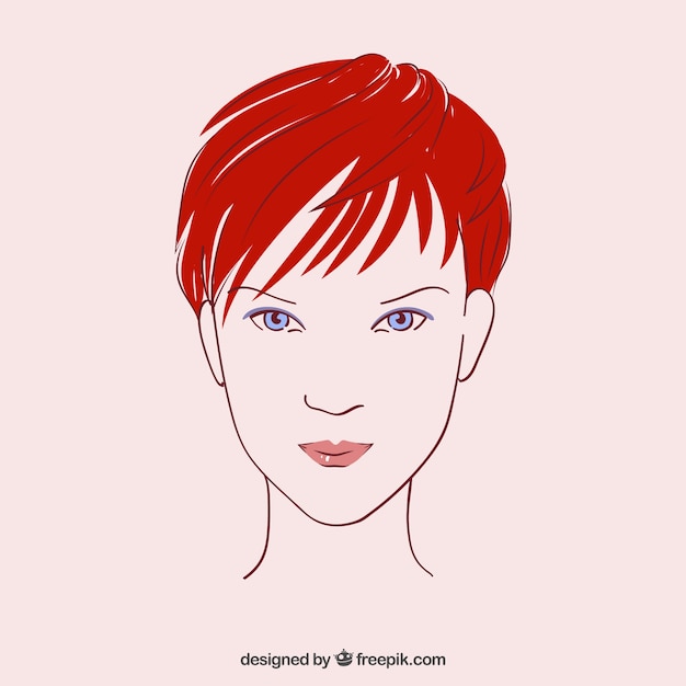 Free Vector beautiful woman's face in hand drawn style