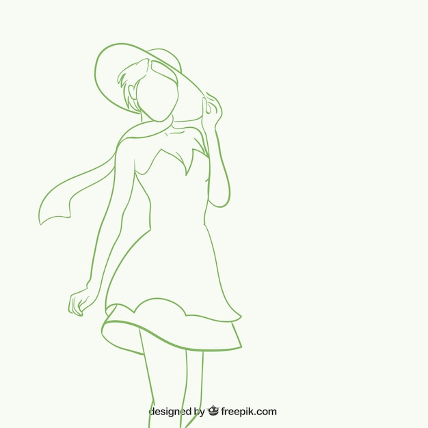 Beautiful woman's silhouette in sketchy style