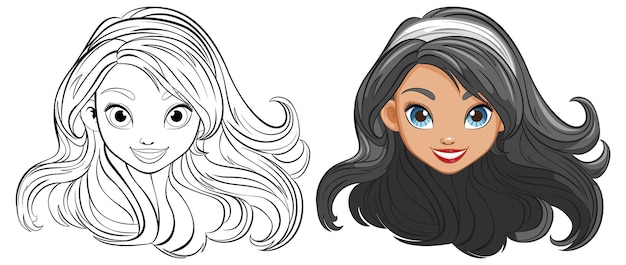 Free Vector beautiful woman with long hair vector cartoon illustration