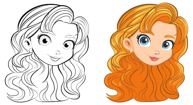 Free Vector beautiful woman with long hair vector cartoon illustration