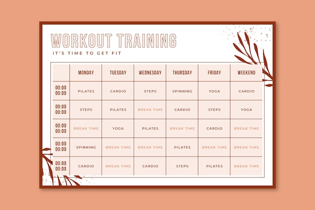 Beautiful workout plan calendar