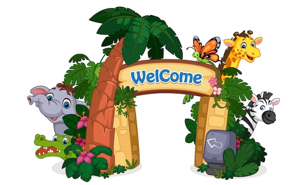 Free vector beautiful zoo entrance illustration