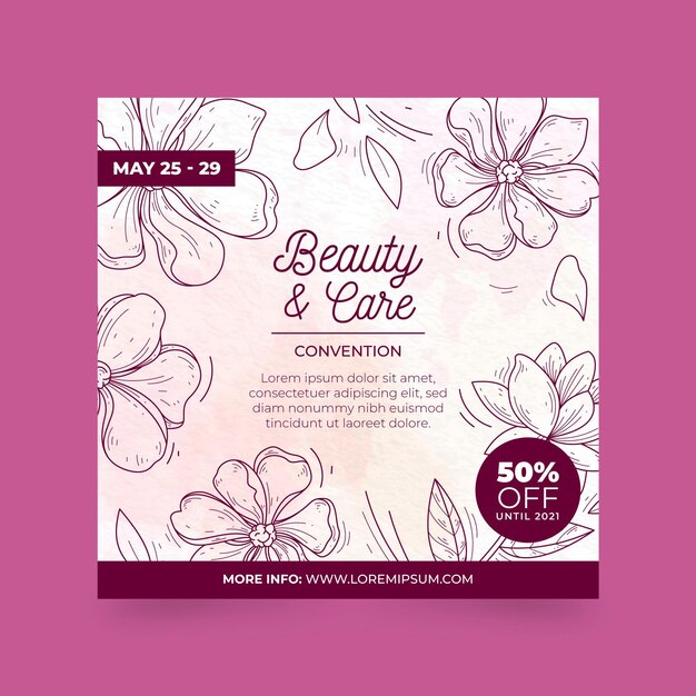 Beauty and care square flyer