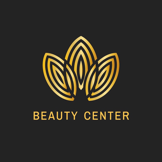 Free Vector beauty center leaf logo, elegant gold design for health &amp; wellness business vector