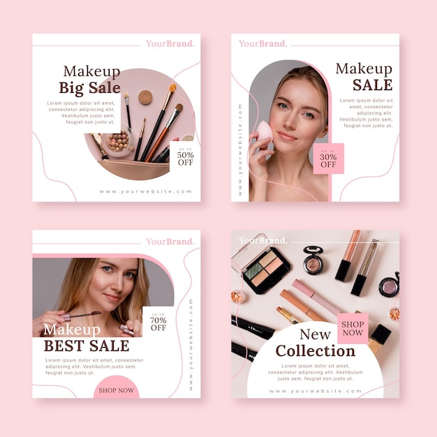 Free Vector beauty instagram post set flat design