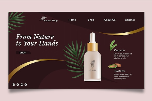 Beauty oil cosmetic landing page template