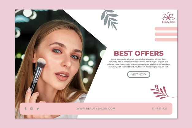 Beauty salon banner template with photo