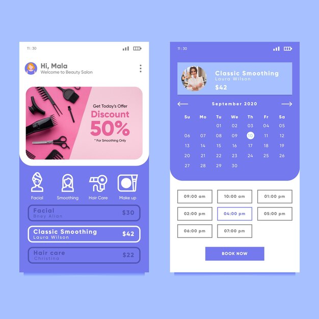 Beauty salon booking app