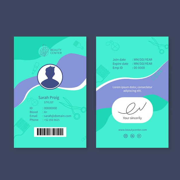 Beauty salon id card