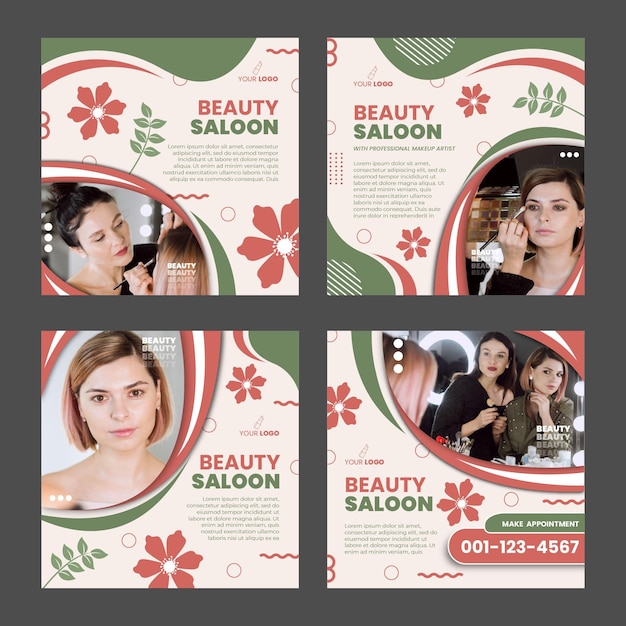 Free Vector beauty salon instagram post template design