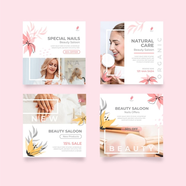 Free Vector beauty salon instagram posts