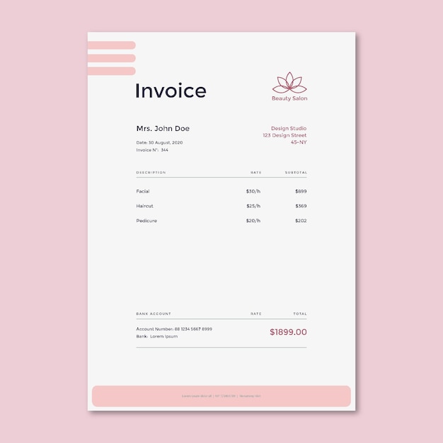 Beauty salon invoice template