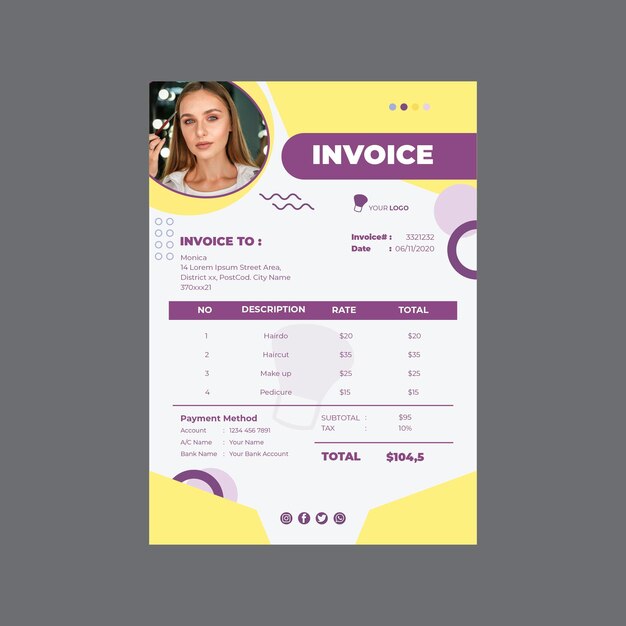 Beauty salon invoice template