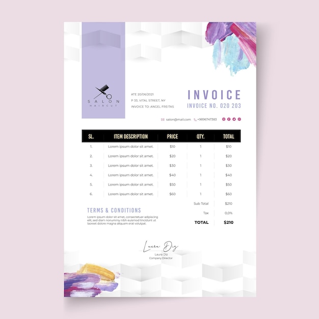 Beauty salon invoice template