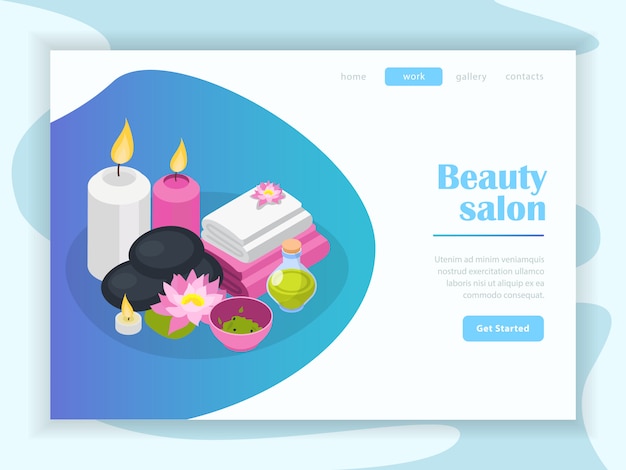 Free Vector beauty salon isometric landing page