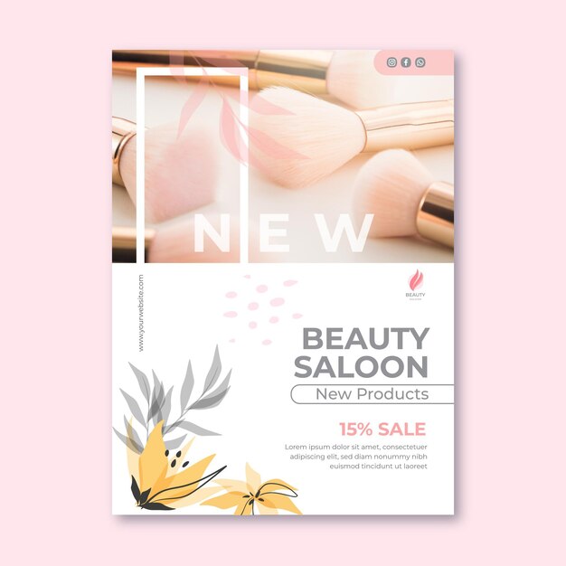 Beauty salon poster template with discount