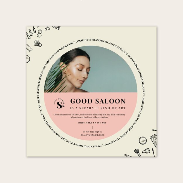 Beauty salon squared flyer