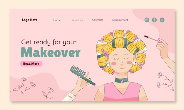 Free Vector beauty salon therapy landing page template