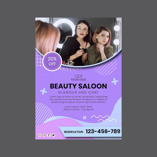 Beauty salon vertical flyer template