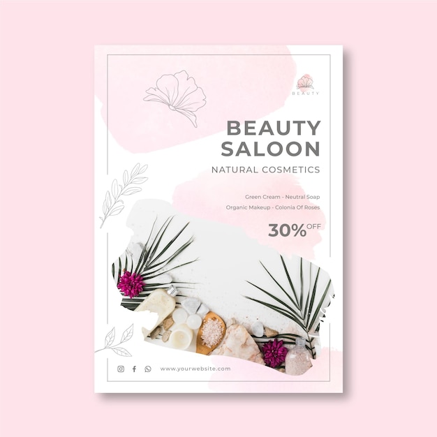 Beauty salon vertical flyer template